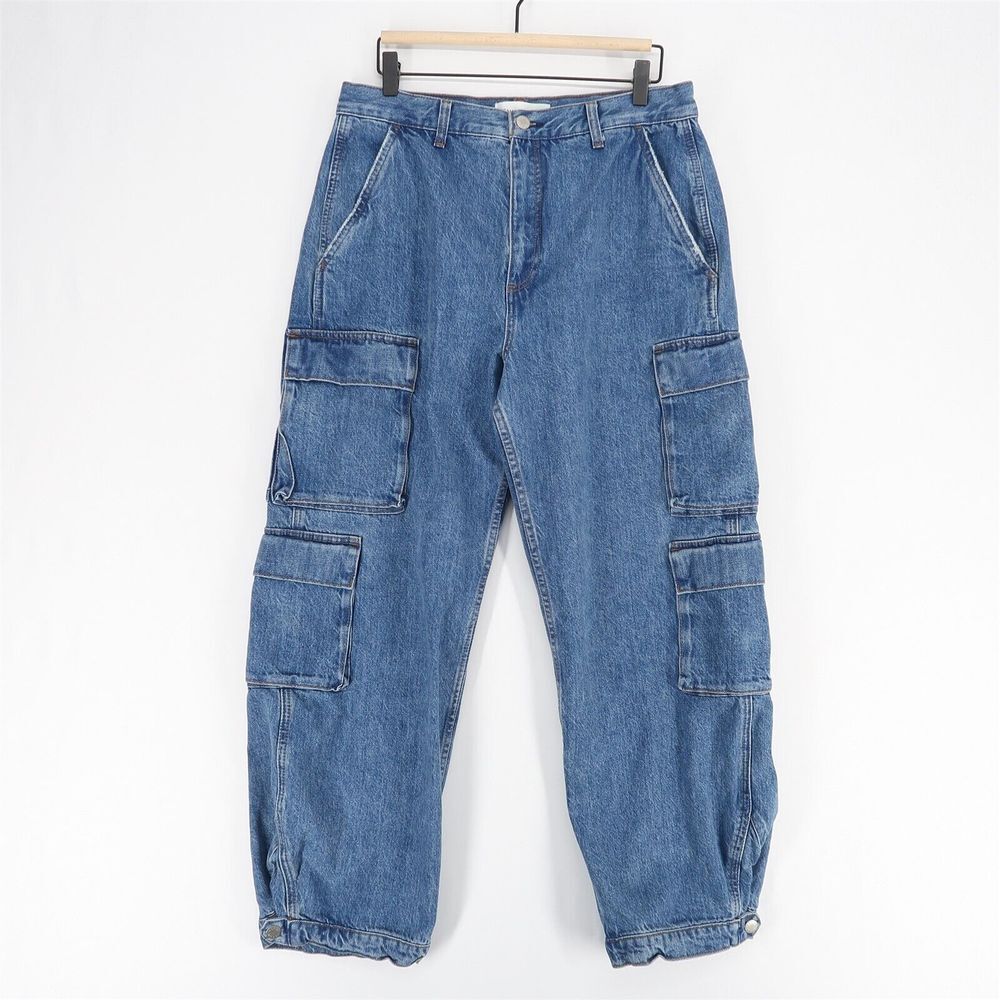 Aritzia Denim Forum 90s Millie Cargo Jeans Womens‎ 32 Blue High Rise
